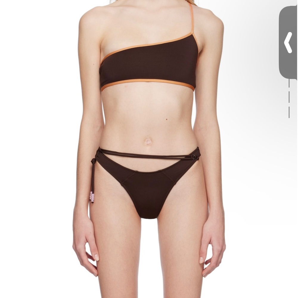 JACQUEMES BROWN LE RAPHIA ‘LE HAUT DE MAILLOT MAIO’ BIKINI TOP